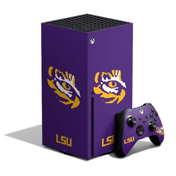 Skinit Decal Gaming Skin Compatible with Xbox Series X Bundle - Officially Licensed LSU Tiger Eye Logo Design