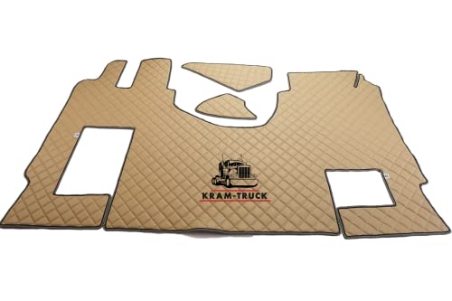 KRAM-TRUCK Tappetini Trapuntati Compatibili con Mercedes Actros MP4 MP5 dal 2011, per Sedile Passeggero Fisso, Verde, Similpelle Espansa 10 mm, Certificato Igienico, Fodere Impermeabili