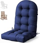 Waterproof Adirondack Chair Cushion, Thickened Adirondack Rocking Chair Cushion,Indoor Outdoor Rocking Chair Cushions High Back Patio Chair Cushions with Ties,43x19x4 Inches, Blue