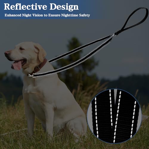 Anti-Zieh Hundeleine, Keine Verwicklung Verstellbar Hundeleine, Dog Reflektierend Leine für mittelgroße zum Spazierengehen, Führleine Hund mit Gepolsterte Handschlaufen (1,2 Meter)