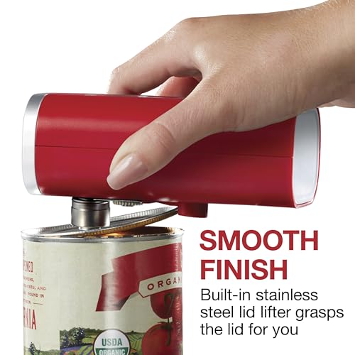 Image of Proctor Silex Hands-Free Cordless USB Rechargeable Electric Can Opener | Automatic Shutoff | Self-Aligning | Smooth Touch Lid Edges | Compact & Easy to Store | Red | 76505