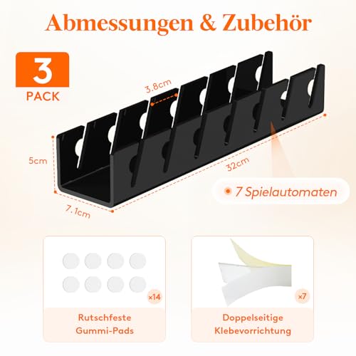 Lifewit Cap Halter, 3 Stück Kunststoff Kappen Organizer, Cap Aufbewahrung Fasst 21 Hüte, Desktop Cap Halterung, Kappenhalter für Schlafzimmer, Kleiderschränke, Kommoden und Wände, Schwarz
