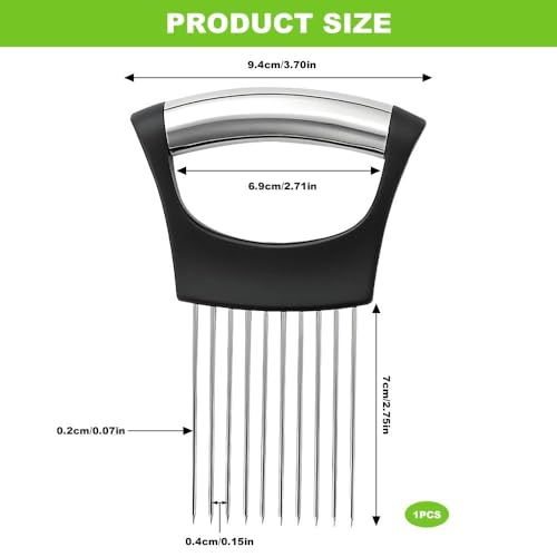 Onion Holder for Slicing, Small Kitchen Hand Onion Slicer with Protective Case, Upgraded Stainless Steel Food Slice Holder Lemon Slicer Vegetable Cutter Tool for Meat/Onion/Potato/Tomato - Image 3
