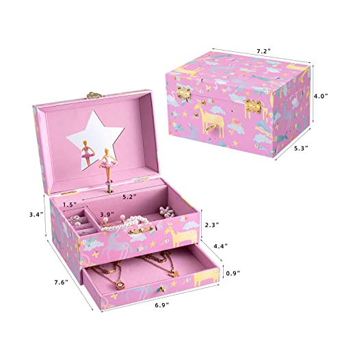 Lekymo Girls Jewelry Box Kids Jewelry Box Musical Ballerina Box For Girls, Unicorn & Mermaid Design Jewelry Box For Girls Jewelry Organizers For Bedroom Decor Christmas Birthday Gifts #TOP2