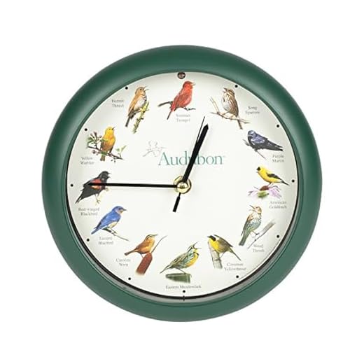 Mark Feldstein & Associates Audubon Singing Bird Wall/Desk Clock, 8 Inch