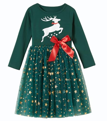 Beganly Kleine Mädchen Weihnachten Rotes Kleid Kleinkind Langarm Sterne...