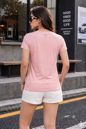 Image of Preneum Women's Graphic Printed T-Shirt, Round Neck Half Sleeve Casual Slim Fit Cotton Blend Tee, College, Office & Travel