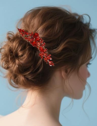 Peine para cabello con cristales rojos y diseño boho miniatura 1