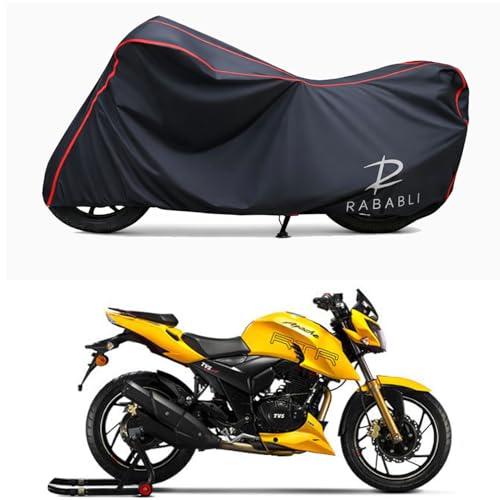 Image of Waterproof Bike Body Cover Compatible for | TVS Apache RTR 310 | Taffeta Fabric, Red Piping Design, Bottom Elastic Fit | Dustproof, Sun UV & Rain Protection for All Bikes