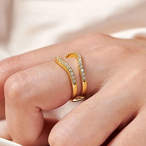 Ring Enhancers Cubic Zirconia Curved Wedding Band for Women Guard Engagement Ring Sterling Silver/Rose Gold/Yellow Gold Size 5-104
