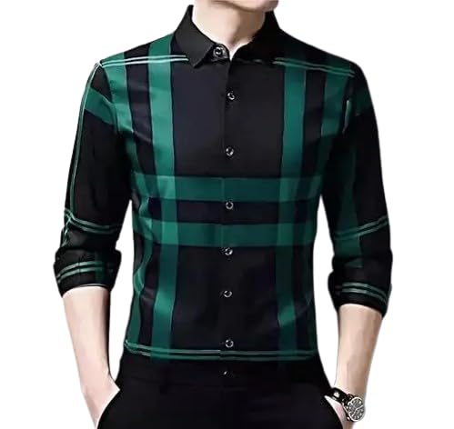 Men’s Lycra Stretch Shirt – Slim Fit Quick Dry Workout Shirt – Moisture Wicking Activewear for Gym, Training, Running Black Checks-picture-31