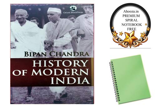 History of Modern India Complete Book in English By Bipan Chandra for All Competitive Exams With Ahooza Premium Pocket Spiral Notebook