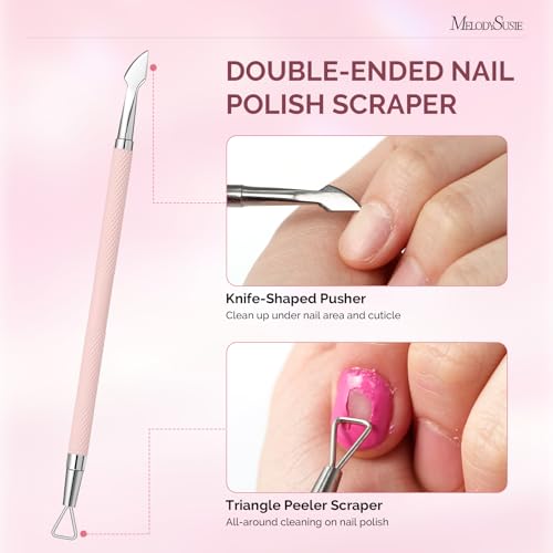Image of Melodysusie 4 in 1 Acrylic Nail Clippers Set, Adjustable Stainless Steel Nail Clippers for Acrylic Nails Tips, with Cuticle Nipper Cuticle Pusher Remover for Home Salon, Light Pink