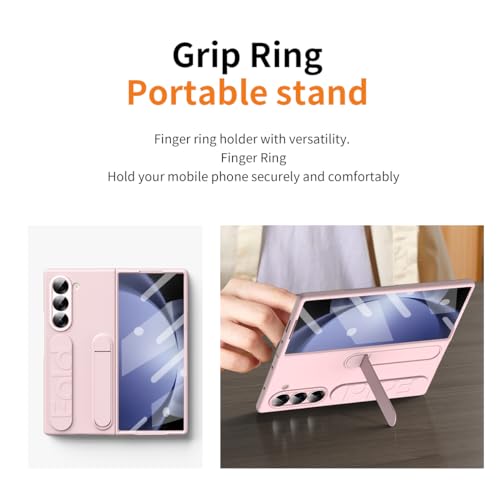 Coque intégrale Samsung Z Fold 5 antichoc rose anti-chute avec support - 4