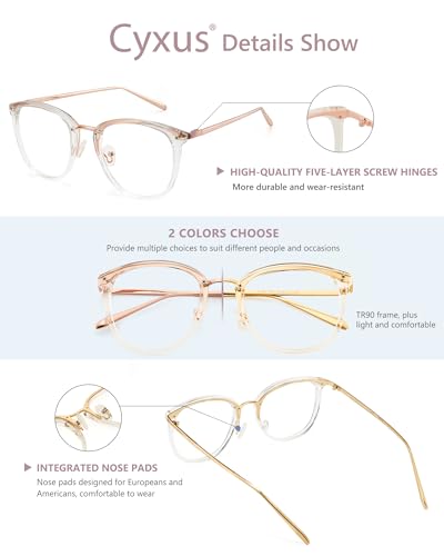 Image of Cyxus 2 Pack Blue Light Glasses for Women, Blue Light Blocking Eyeglasses for Woman Anti Eye Strain Computer Glasses