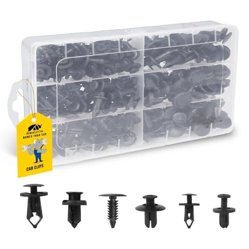 MIKKUPPA 190 Stück Universal Auto Befestigungsclips 6 Arten Karosserie Clips Kunststoff Spreiznieten Clipssatz für Automobile
