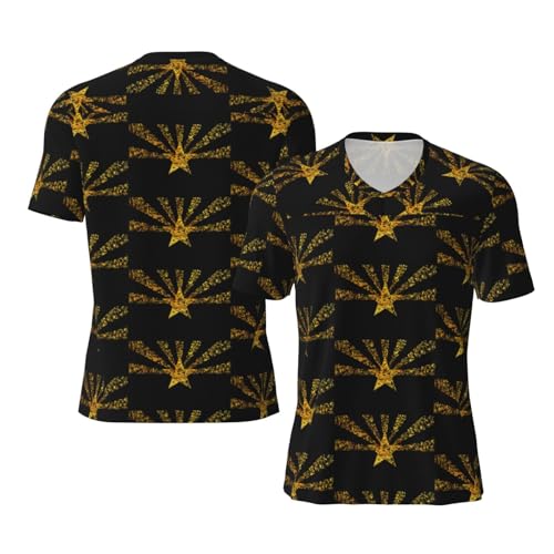 Stylish Athletic Sports Jersey Arizona-State-Flag-Gold Men's Rugby Jersey Xx-Large