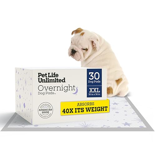 Image of Pet Life Unlimited Overnight XXL Puppy Pads for Dogs, Potty Training Pee Pads, 30 Count, 30 inch x 36 inch, Leak-Proof, Super Absorbent, Quick-Dry Overnight Protection, Made in USA