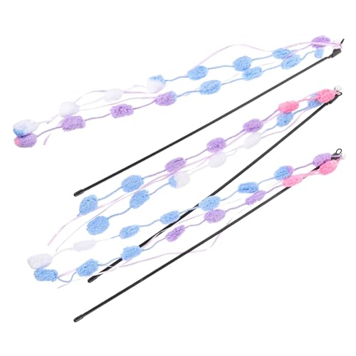 POPETPOP 3pcs Colorful Interactive Cat Teaser Wands Engaging Teaser Stick Toys for Indoor Cats Promote Bonding Fun Playtime for Kittens and