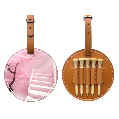 WXXWXD Cherry blossom white staircase Printed Golf Tee Storage Bag - Portable Storage, Easily Organize Tees