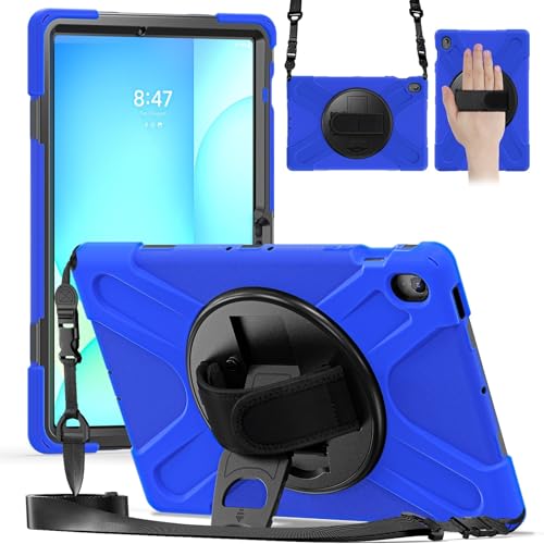 Coque Samsung Galaxy Tab S10 FE Plus antichoc bleu avec anneau support rotatif 360