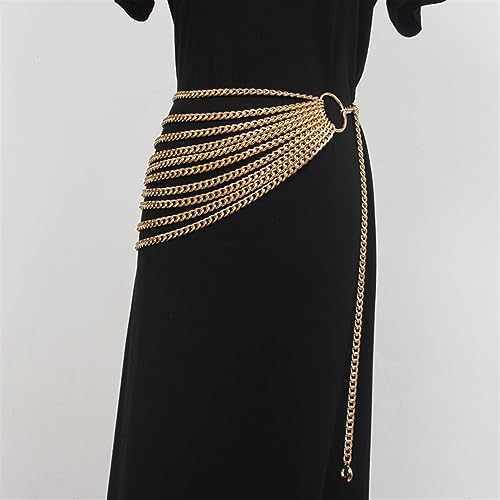 Women's Runway Fashion Gold Metal Chain Cummerbunds Female Dress Corsets Waistband Belts Decoration Wide Belt3
