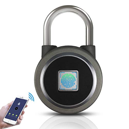 Fingerprint Padlock,Bluetooth Lock Smart Padlock,OMaggie Remote Smart Lock Biometric Keyless Thumbprint Lock Portable for Locker,Gym,Door,Cabinet,Suitcase,Backpack,School(Gray) Fingerprint Padlock,Bluetooth Lock Smart Padlock,OMaggie Remote Smart Lock Biometric Keyless Thumbprint Lock Portable for Locker,Gym,Door,Cabinet,Suitcase,Backpack,School(Gray)