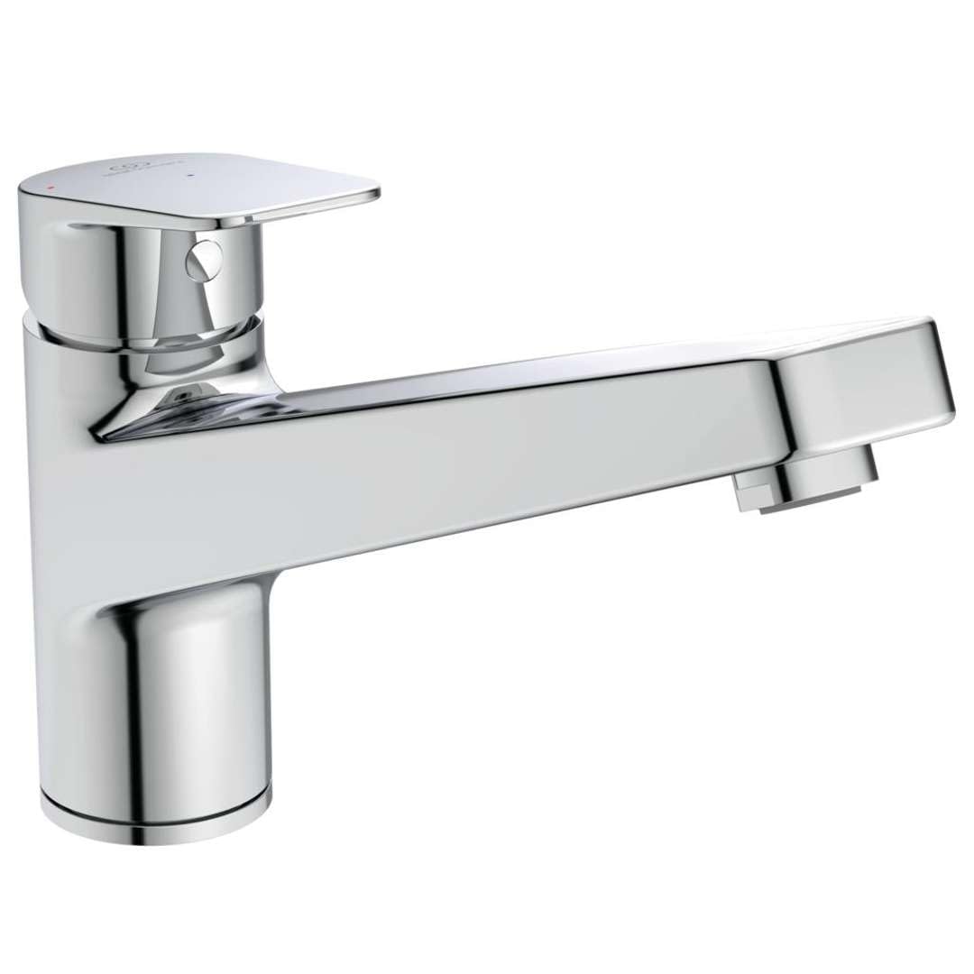 Ideal Standard - Ceraplan, Miscelatore monocomando per lavello da cucina, Bocca bassa mobile, Cromato