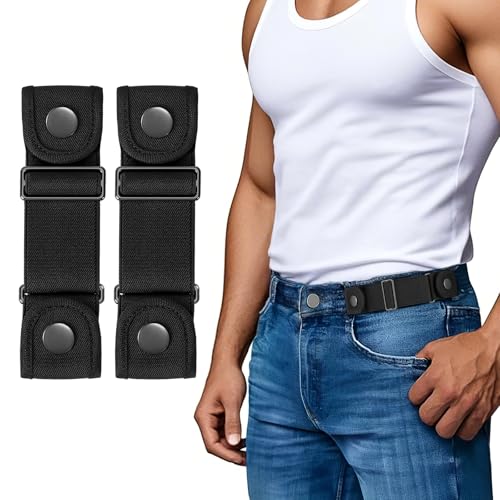 SANSTHS No Buckle Belts for Men Women, Stretch Elastic No Buckle Belt Invisible Buckleless Belt for Jeans