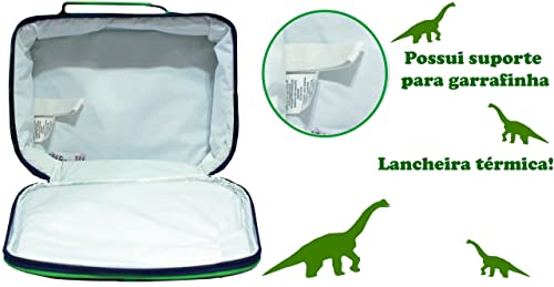 Mochila Bolsa Reforçada Escolar Infantil Menino Dinossauro Rodinha Costas Lancheira Estojo