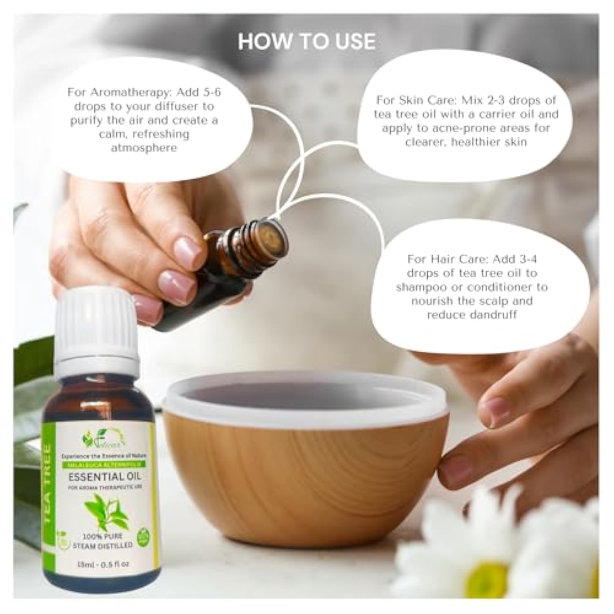 FELICAR Tea Tree Essential Oil, Natural Acne Treatment
