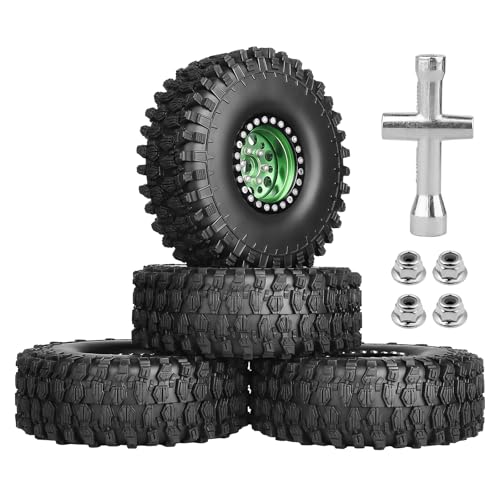 Roues et pneus 1.9 boue verts avec jantes beadlock pour Axial SCX10 et RC crawler 1/10