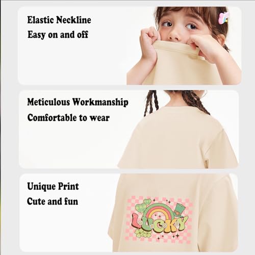 Image of Toddler Girl St Patrick's Day Shirts Cute Lucky Tshirts Cotton Short Sleeve Tees 2-10 Years