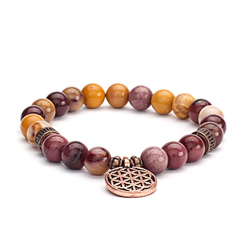 'Mala Perles - Bracelet, Mookaite avec charm "Fleur de vie Taille M Cover