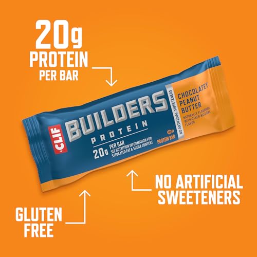 Image of CLIF BUILDERS Protein Bar - Chocolate Peanut Butter Flavor - 20g Plant Based Protein - Gluten Free - Non-GMO - Low Glycemic - No Artificial Sweeteners - 2.4 oz.