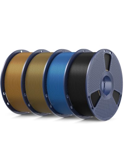 Image of SUNLU Metal PLA Filament Bundle 1.75mm, Black+Bronze+Brass Gold+Azurite | Metallic Shiny 3D Printer Filament with Actual Metal Filled, High Gloss Finish, Easy to Print, 2.2lbs Spool for FDM Printers