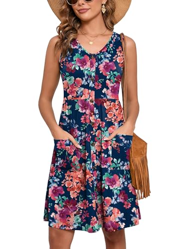 Image of Heymoments Women Sleeveless Summer Beach Dresses with Pockets