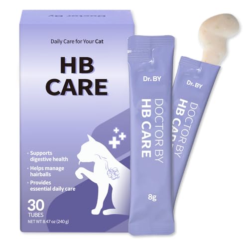 Doctor By HB Care Cat Hairball Supplement-Hairball Treatment for Cats Furball Control Relief Remedy & Digestive Support with Omega-3, Chitosan lickable Formula Individuallly Packaged (1Pack, 30 Count)