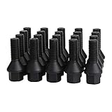 dynofit 14x1.5 27mm Shank Aftermarket Lug Bolts, 20pcs Solid Black Conical Seat Studs for A1 A2 A3...