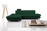 Sofa im Skandinavischen Design | Funktionales und bequemes Ecksofa mit Schlaffunktion und Bettkasten | Plüsch