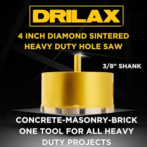 image for DRILAX 4 Inch Masonry Hole Saw, Diamond Hole Saw, Heavy Duty Dry Core 