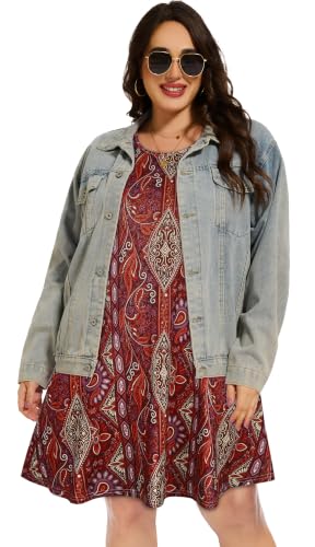 Image of Plus Size Summer Dresses Casual Tshirt Dress Loose Beach Pockets Sundress