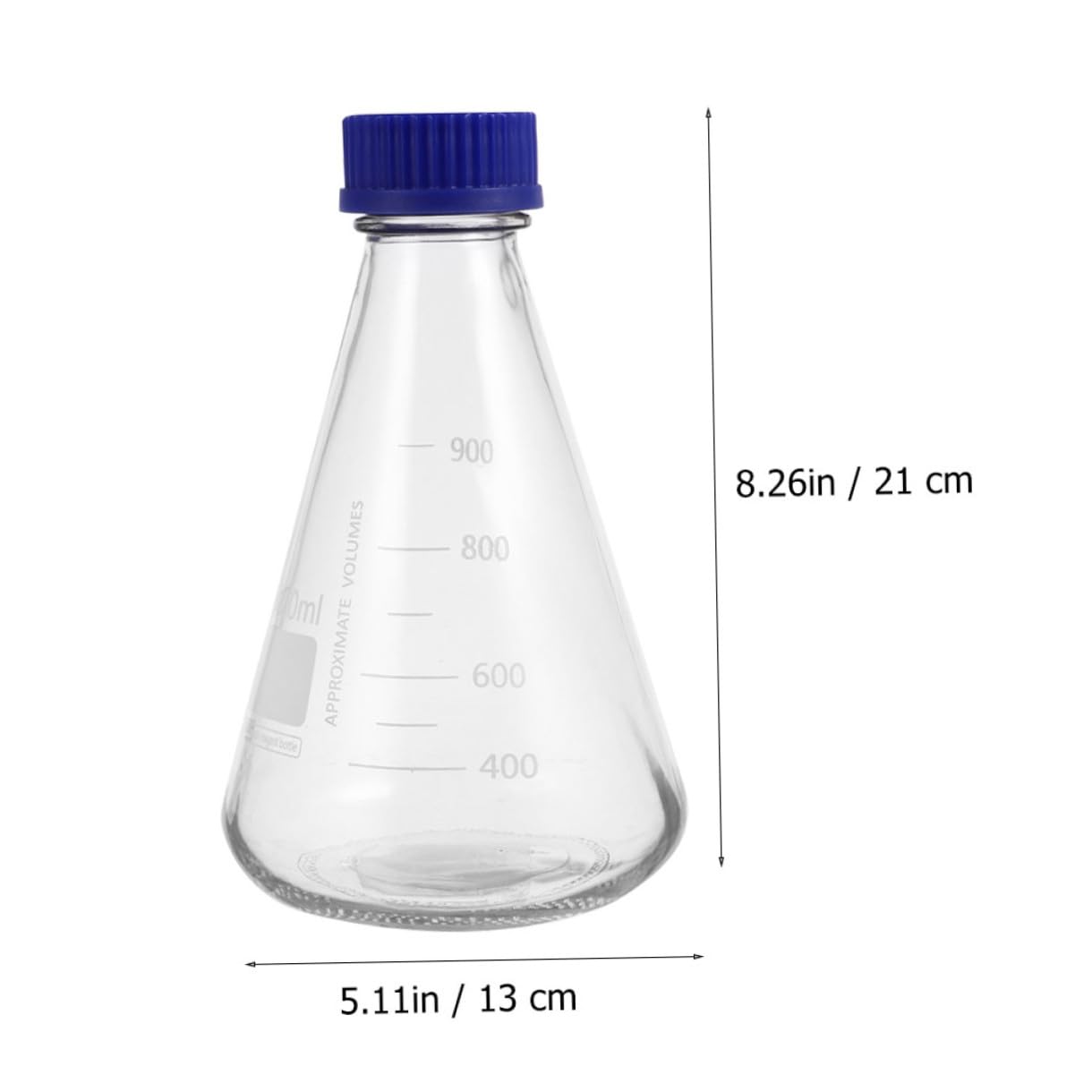 Set 2 Bottiglie Coniche in Vetro per Reagenti 1000Ml Tappo a Vite Blu Bottiglie Coniche per Esperimenti di Laboratorio Forniture per Studenti per Lezioni di Chimica