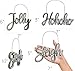 AuldHome Design Large Farmhouse Christmas Word Art Ornaments in Galvanized Rustic Tin Script w/Jolly, Sleigh and Hohoho, (Set of 3 7-Inch Signs)