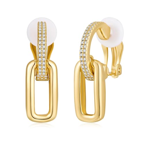LILIE&WHITE Orecchini Clip Donna - Design Geometrico in Oro con