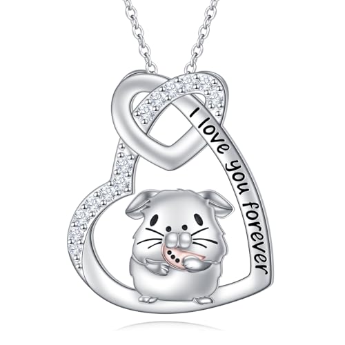 HOOHWE Meerschweinchen Halskette für Damen 925 Sterling Silber Meerschweinchen Halsketten mit Anhänger Kette Schmuck Geschenke für Frauen Mädchen