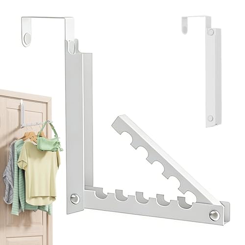 Genérico Percha para Puerta | Ahorra espacio, plegable en metal - Para Puerta - para Apartamento, Dormitorio, Salón, Baño, Autocaravana, Viajes