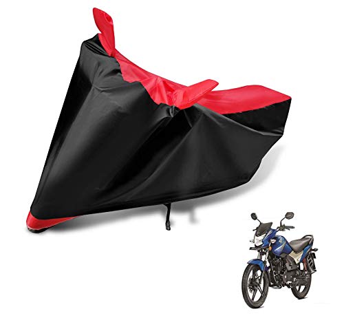 Image of Auto Hub Bike Cover Compatible with CB Shine with Mirror Pocket, Dustproof, Heat Resistant, Triple Stitched, CB Shine Bike Cover- Black, Red
