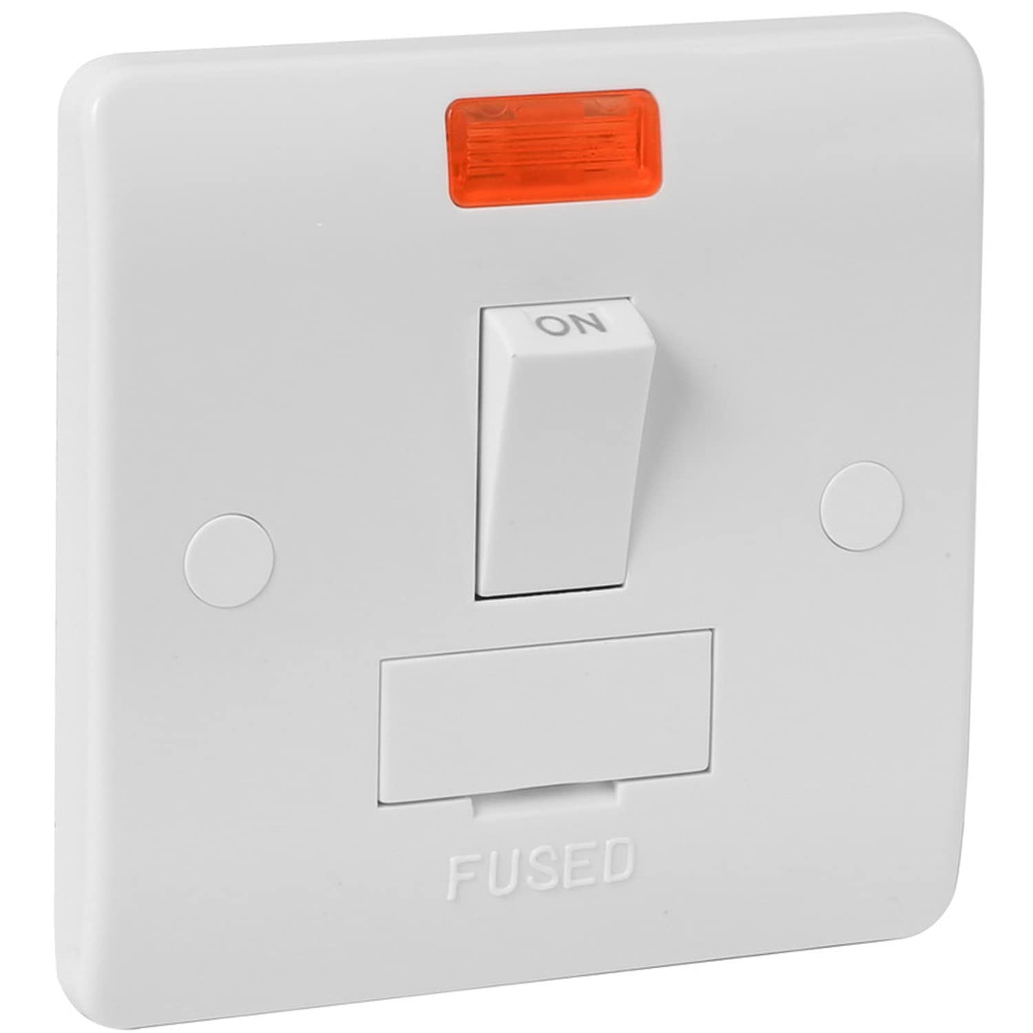 1 Gang 13A Switched Spur Wall Switch – Fused Connection Unit – Standard Square Design – White Finish – Durable & Reliable for Safe Electrical Installations – Ideal for Home & Commercial Applications.