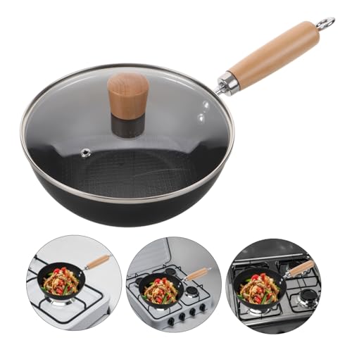 Wok pequeño antiadherente de hierro forjado ABOOFAN miniatura 3